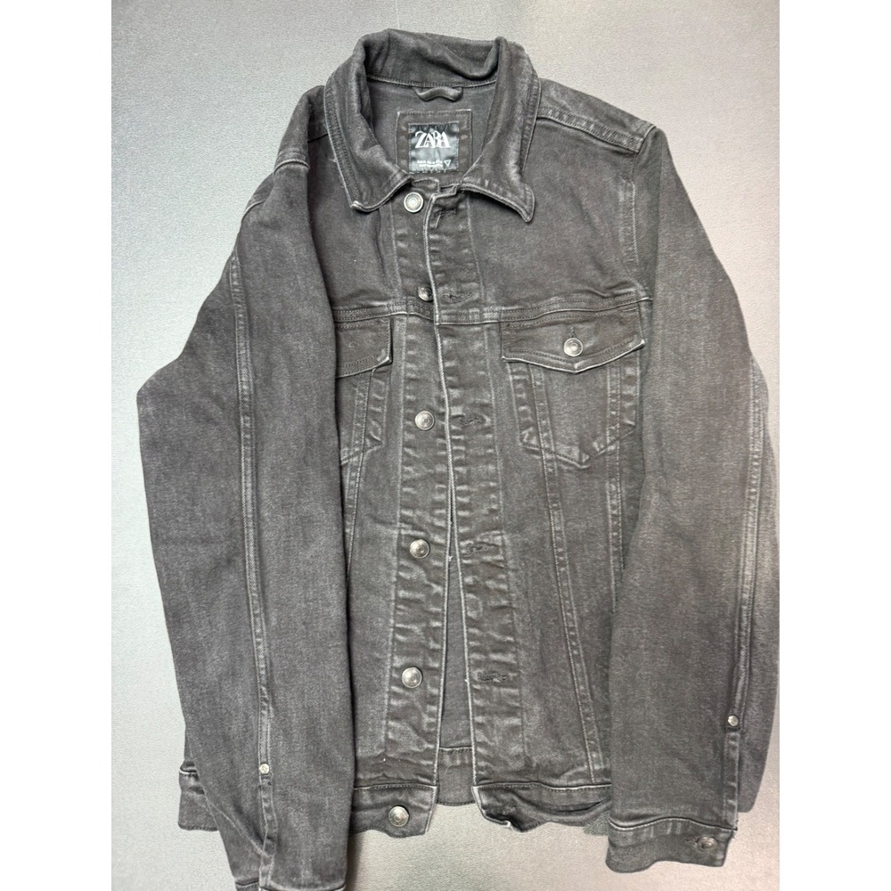 Zara Black Denim Trucker Jacket Custom Painted Love You Til The Day I Die M